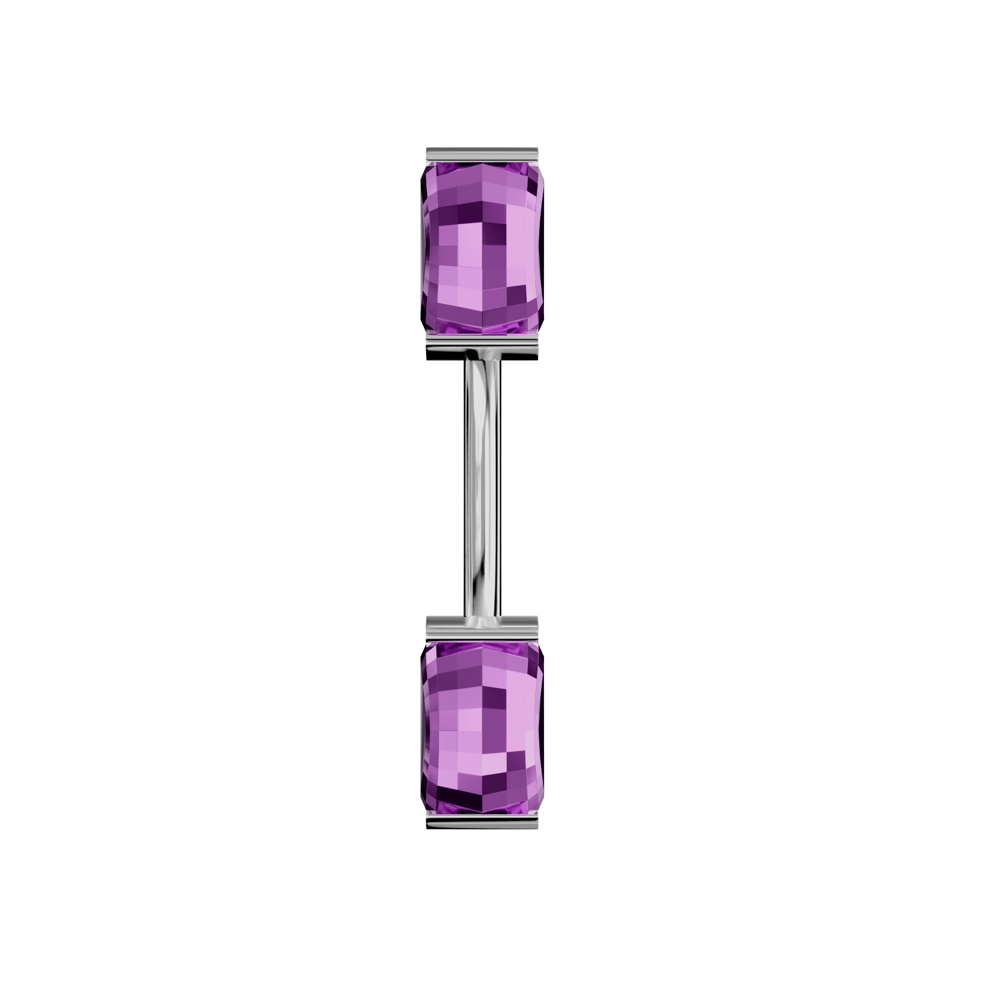 925 Sterling Silver Double Jewelled Spinal Belly Button Ring - Monster Piercing