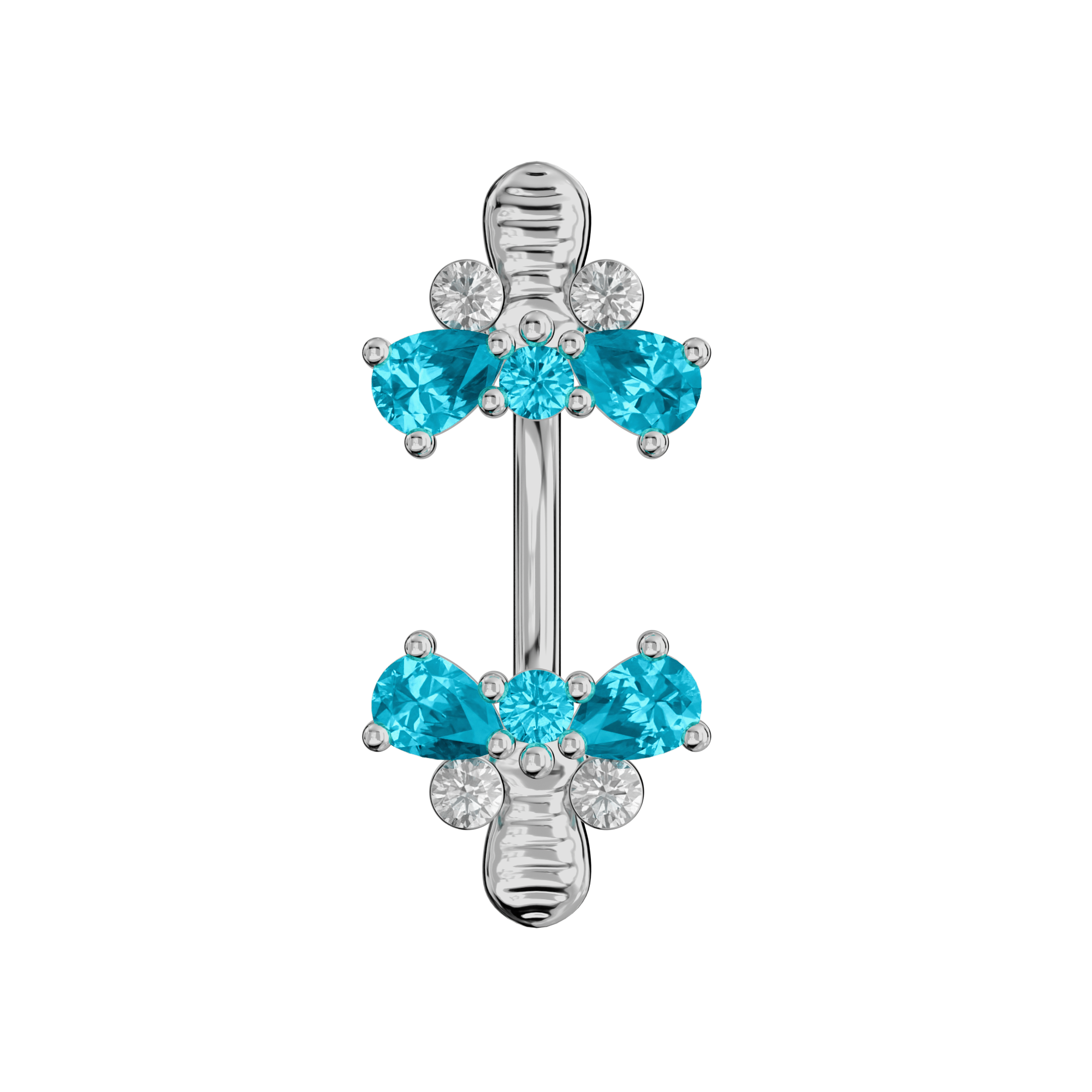 925 Sterling Silver Jewelled Bumble Bees Spinal Ring - Monster Piercing