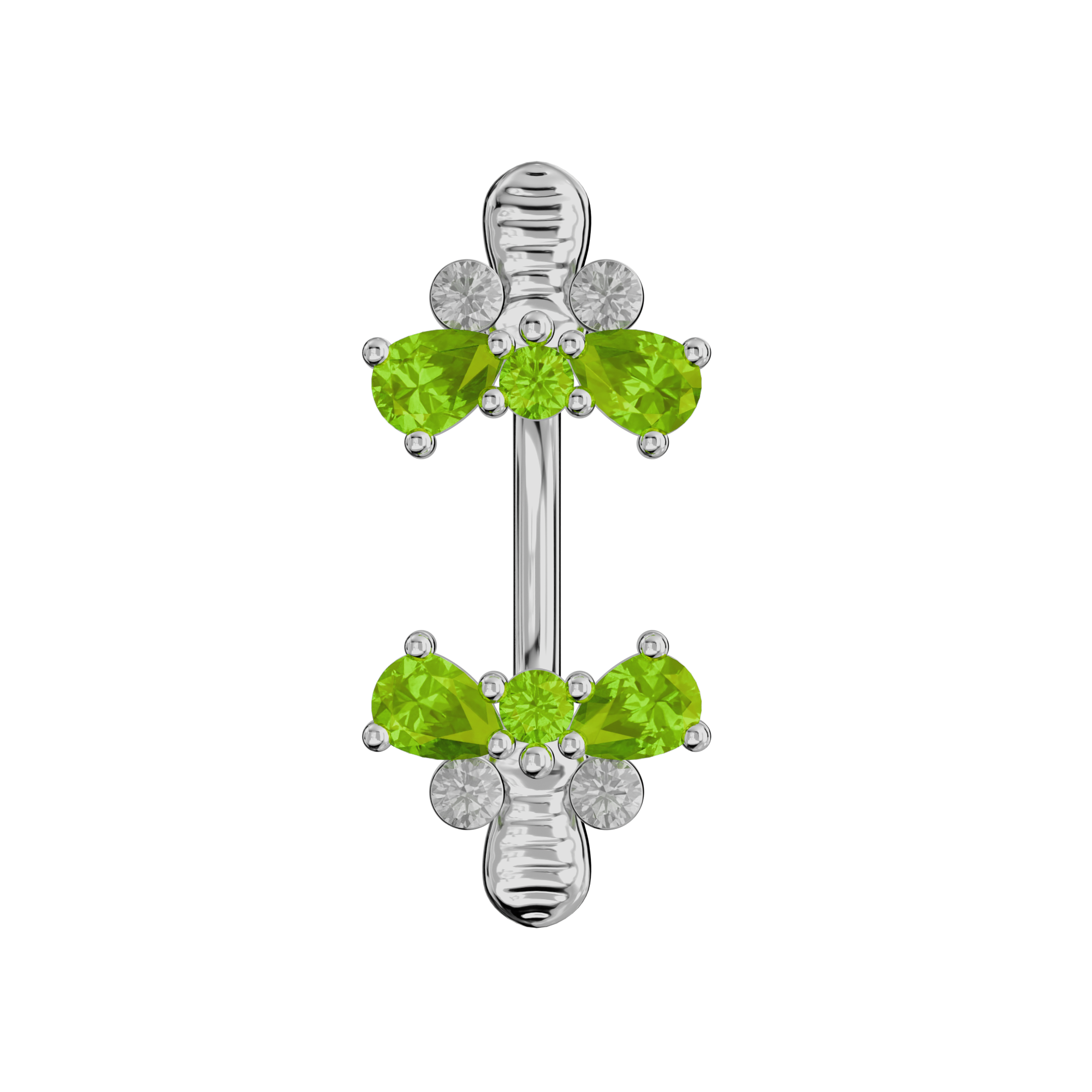 925 Sterling Silver Jewelled Bumble Bees Spinal Ring - Monster Piercing