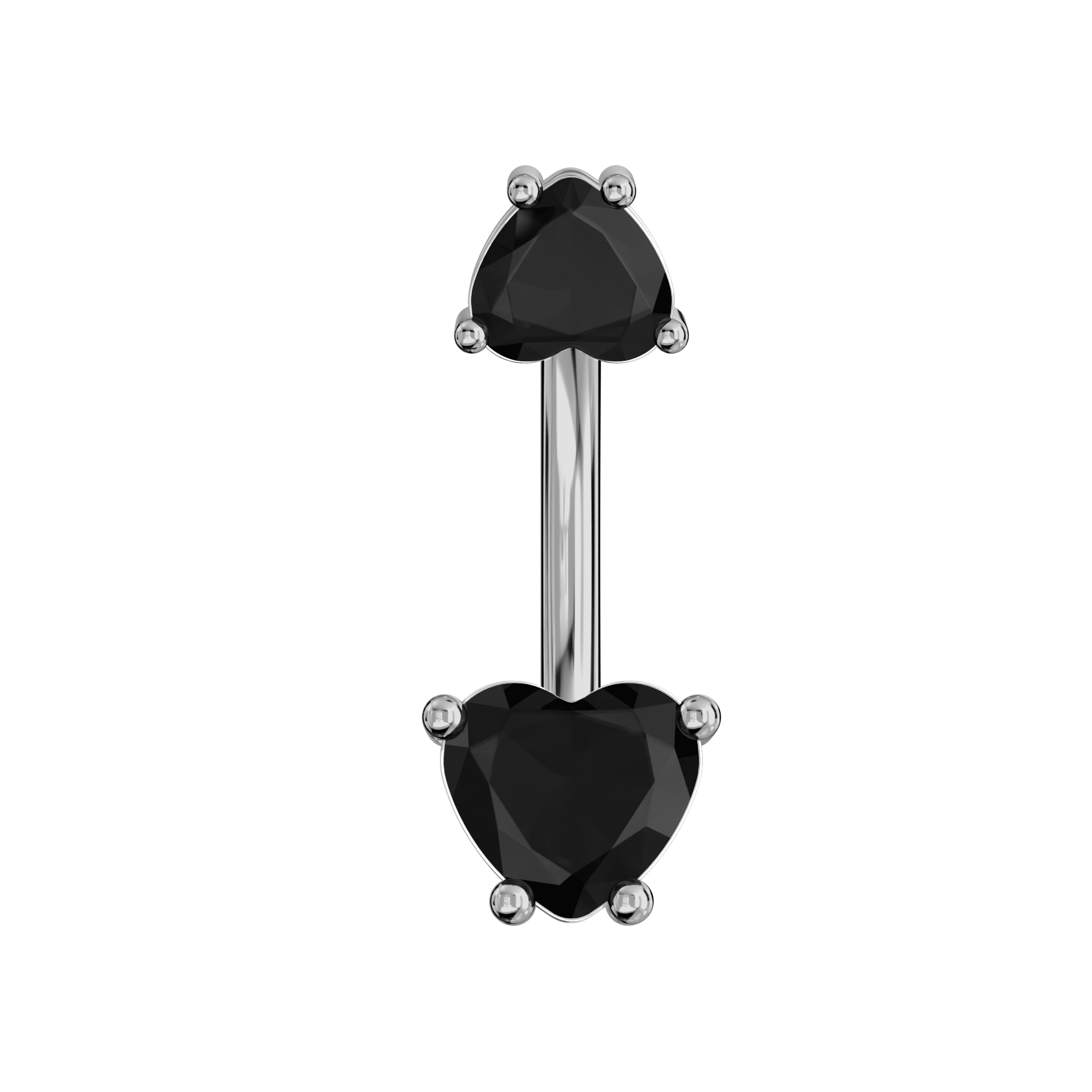 925 Sterling Silver Jewelled Hearts Spinal Belly Button Ring - Monster Piercing