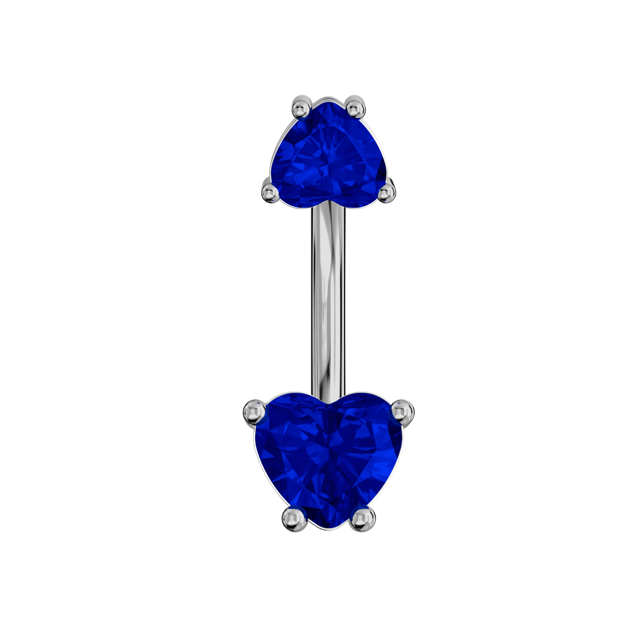 925 Sterling Silver Jewelled Hearts Spinal Belly Button Ring - Monster Piercing