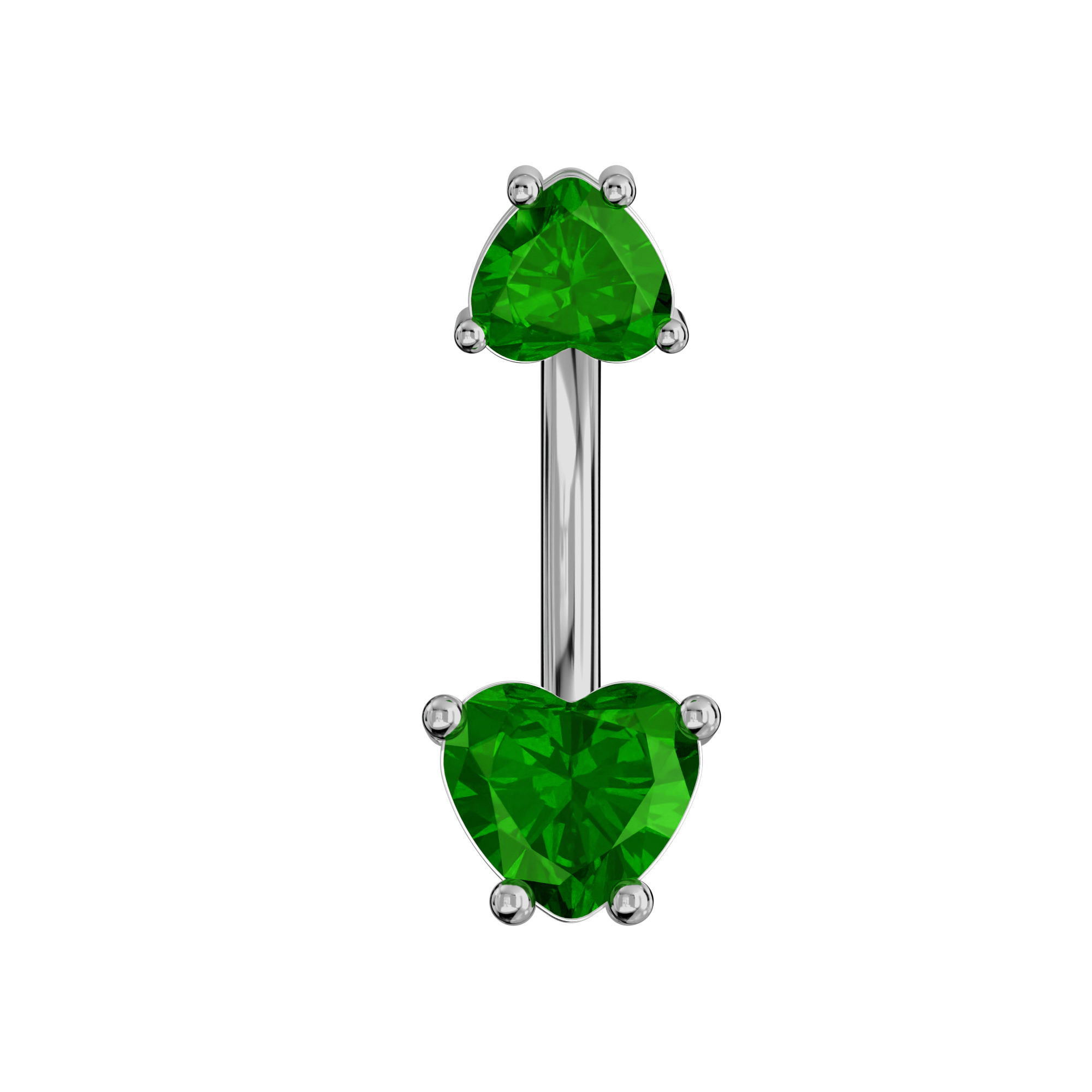 925 Sterling Silver Jewelled Hearts Spinal Belly Button Ring - Monster Piercing