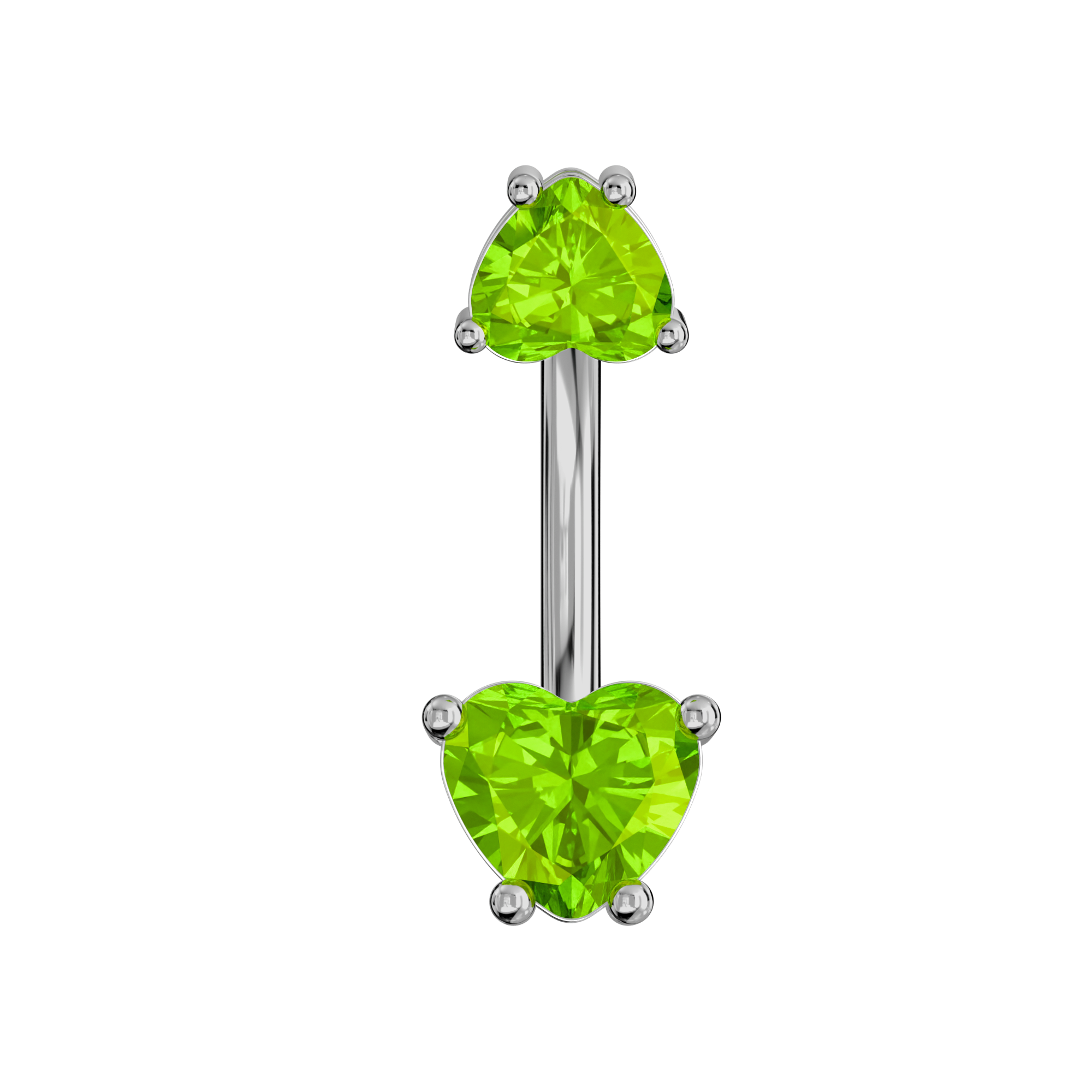 925 Sterling Silver Jewelled Hearts Spinal Belly Button Ring - Monster Piercing