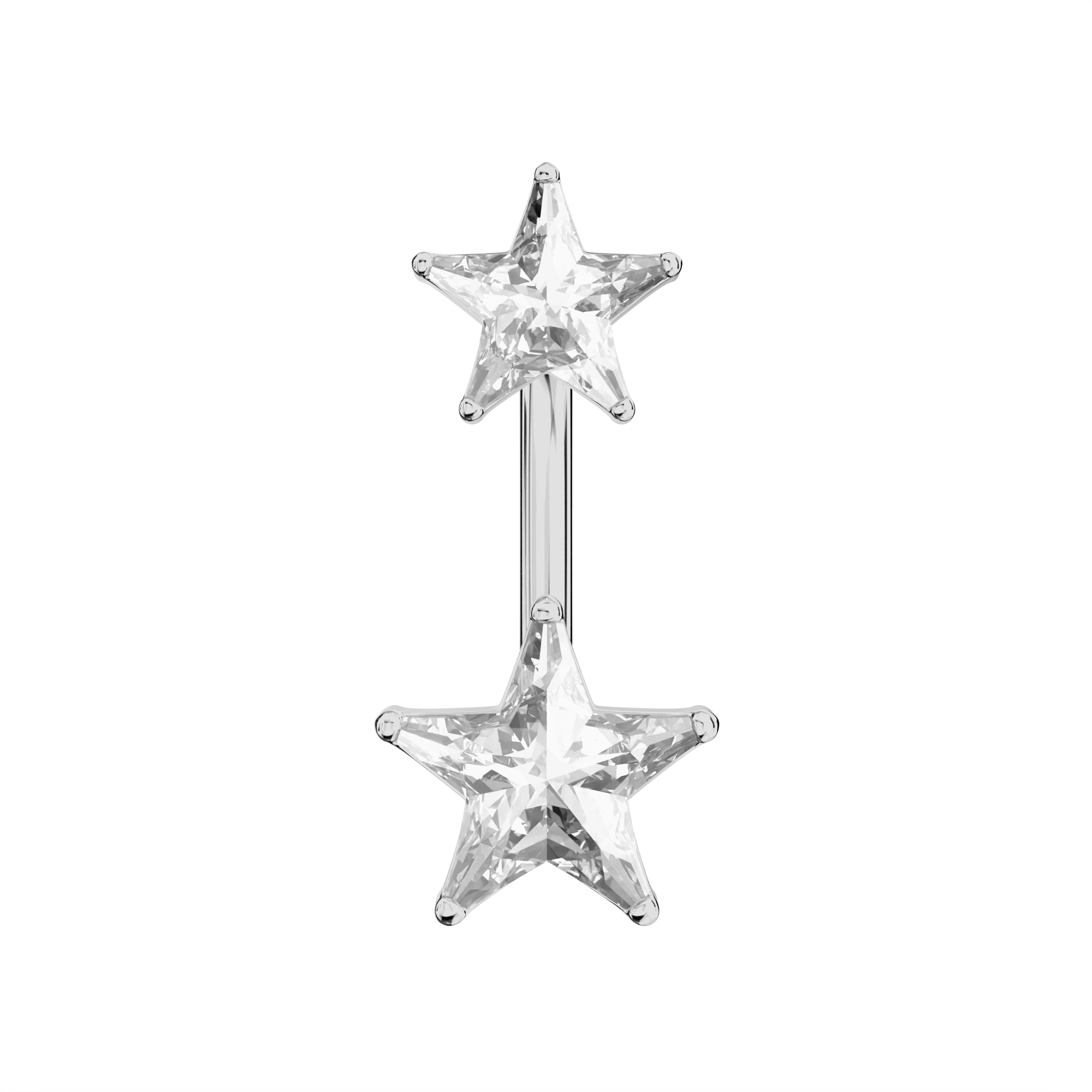 925 Sterling Silver Jewelled Star Studded Spinal Belly Button Ring - Monster Piercing