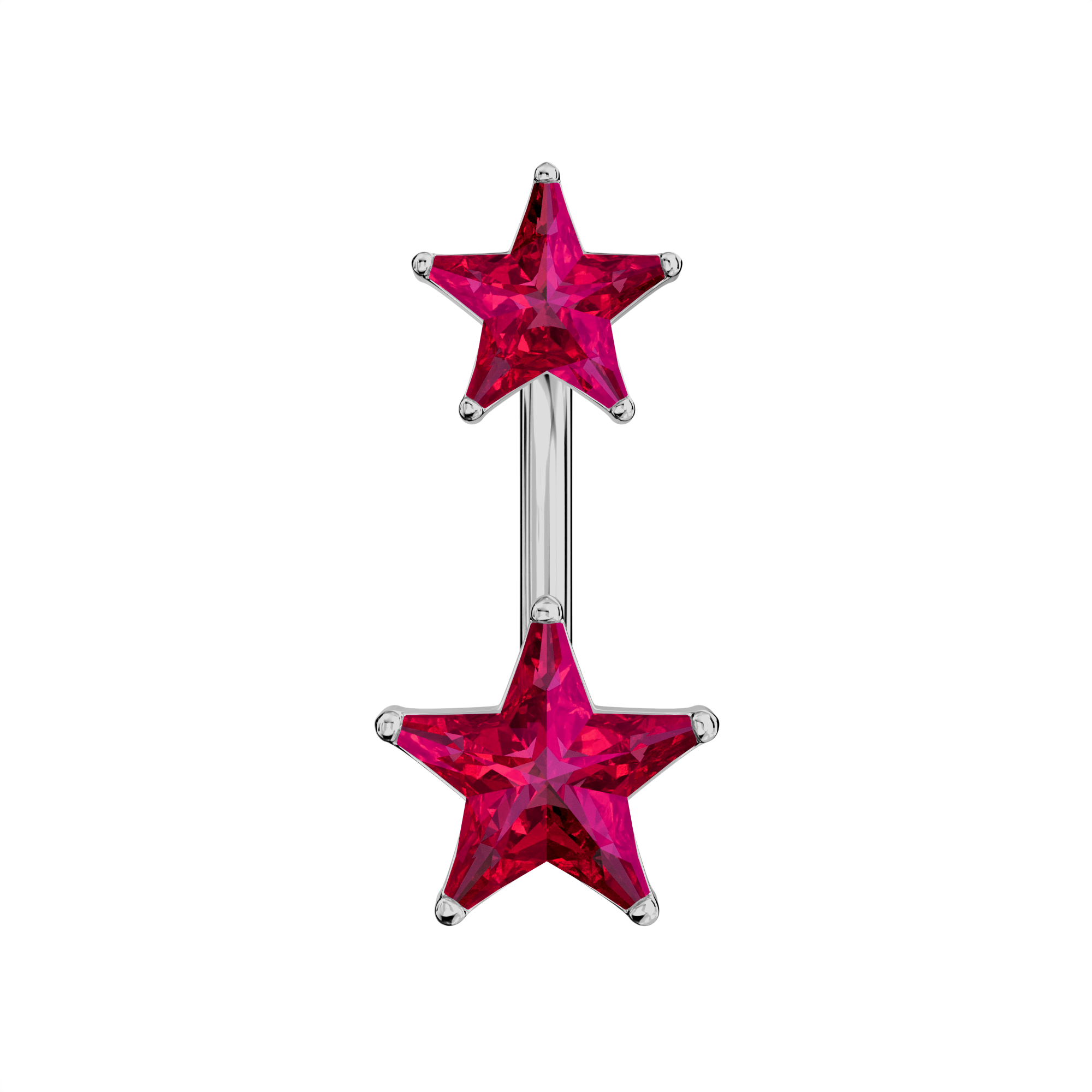 925 Sterling Silver Jewelled Star Studded Spinal Belly Button Ring - Monster Piercing
