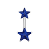 925 Sterling Silver Jewelled Star Studded Spinal Belly Button Ring