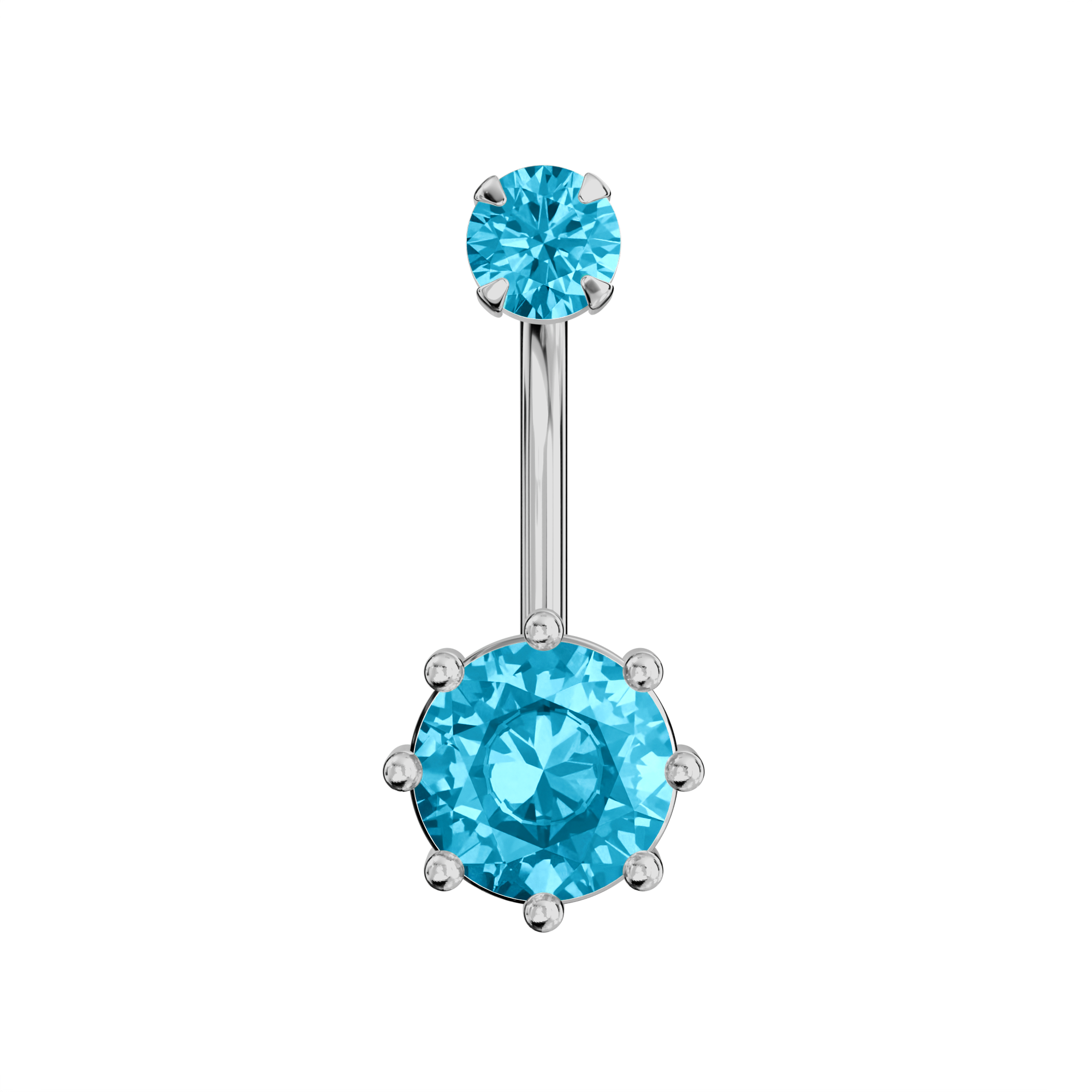 925 Sterling Silver Round Jewelled Spinal Belly Ring - Monster Piercing