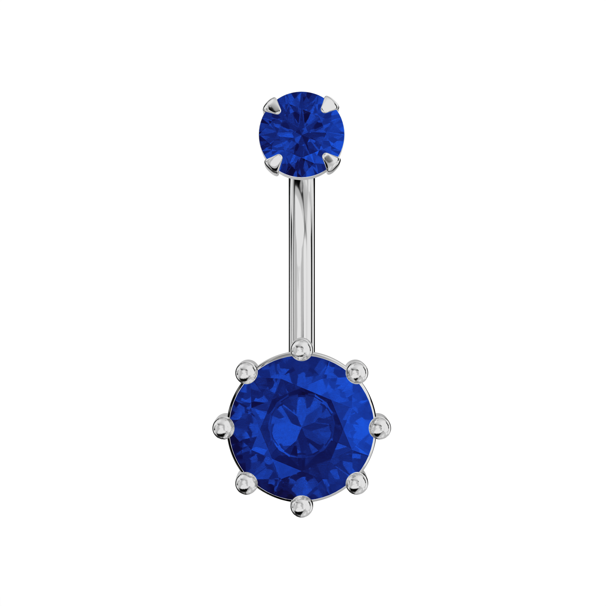 925 Sterling Silver Round Jewelled Spinal Belly Ring - Monster Piercing