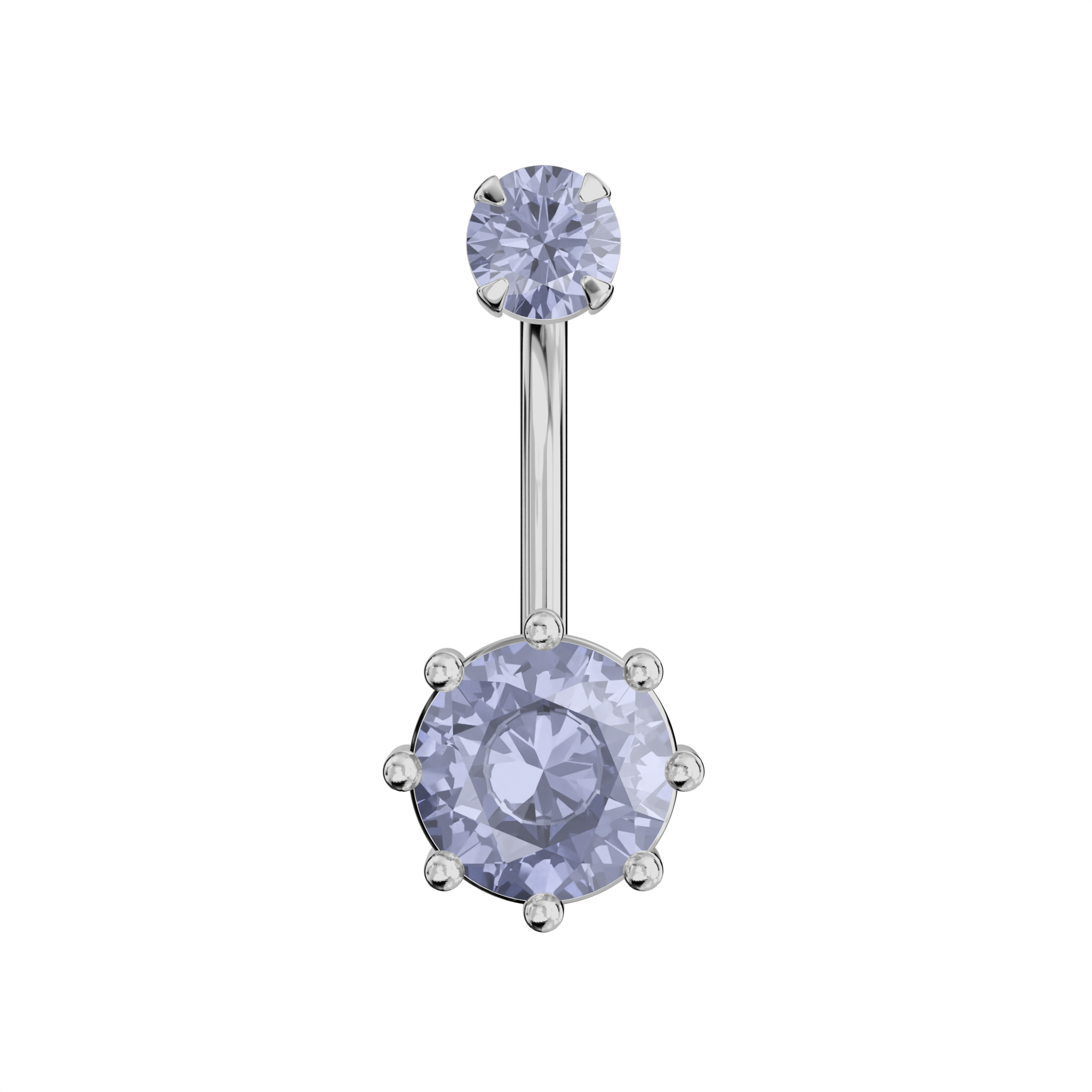 925 Sterling Silver Round Jewelled Spinal Belly Ring - Monster Piercing