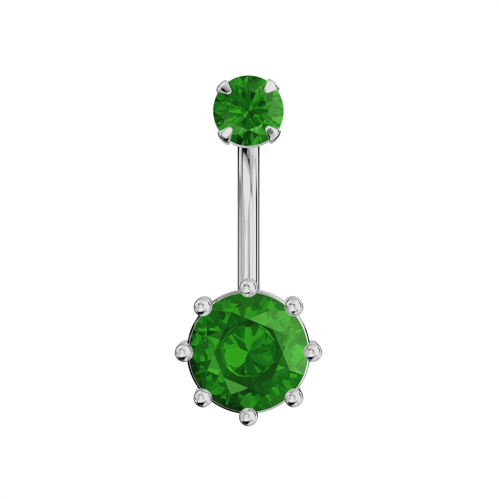 925 Sterling Silver Round Jewelled Spinal Belly Ring - Monster Piercing