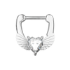 316L Surgical Steel Angel Wings with Heart CZ Septum Clicker