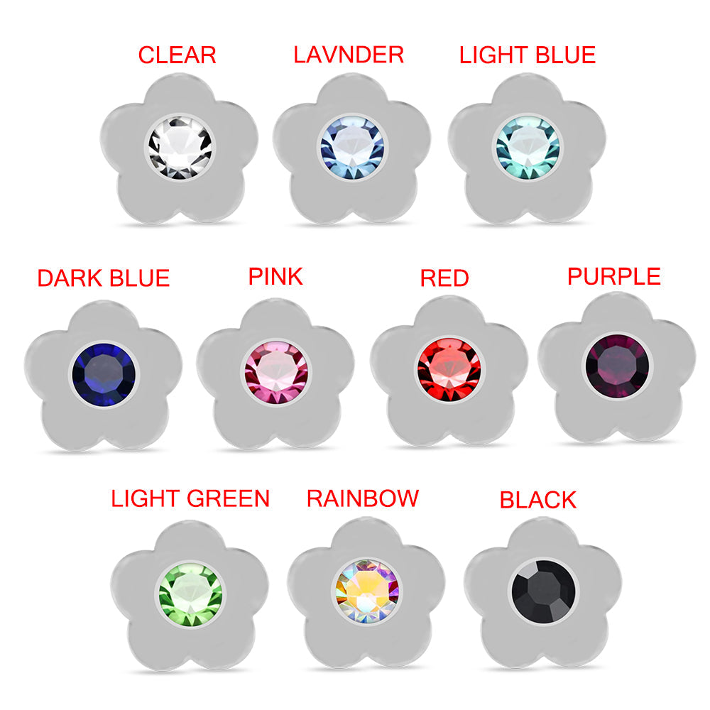 Set of 10pcs Mix 925 Sterling Silver Jewelled Flower Ball End Nose stud Box - Monster Piercing