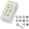 925 Sterling Silver 10pcs Jewelled Flower Ball End Nose stud Box
