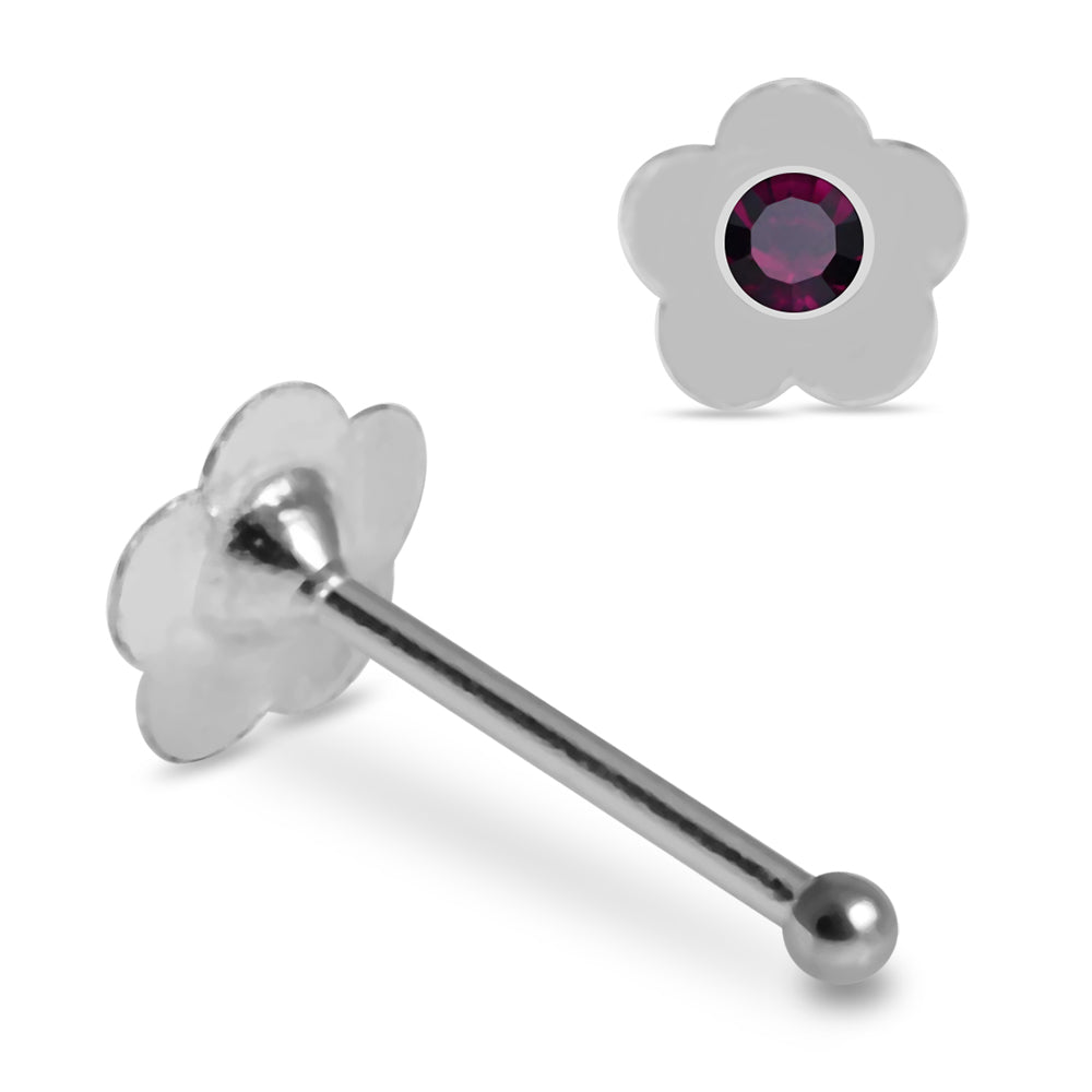 Set of 10pcs Mix 925 Sterling Silver Jewelled Flower Ball End Nose stud Box - Monster Piercing