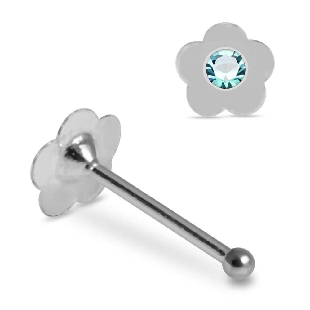 Set of 10pcs Mix 925 Sterling Silver Jewelled Flower Ball End Nose stud Box - Monster Piercing