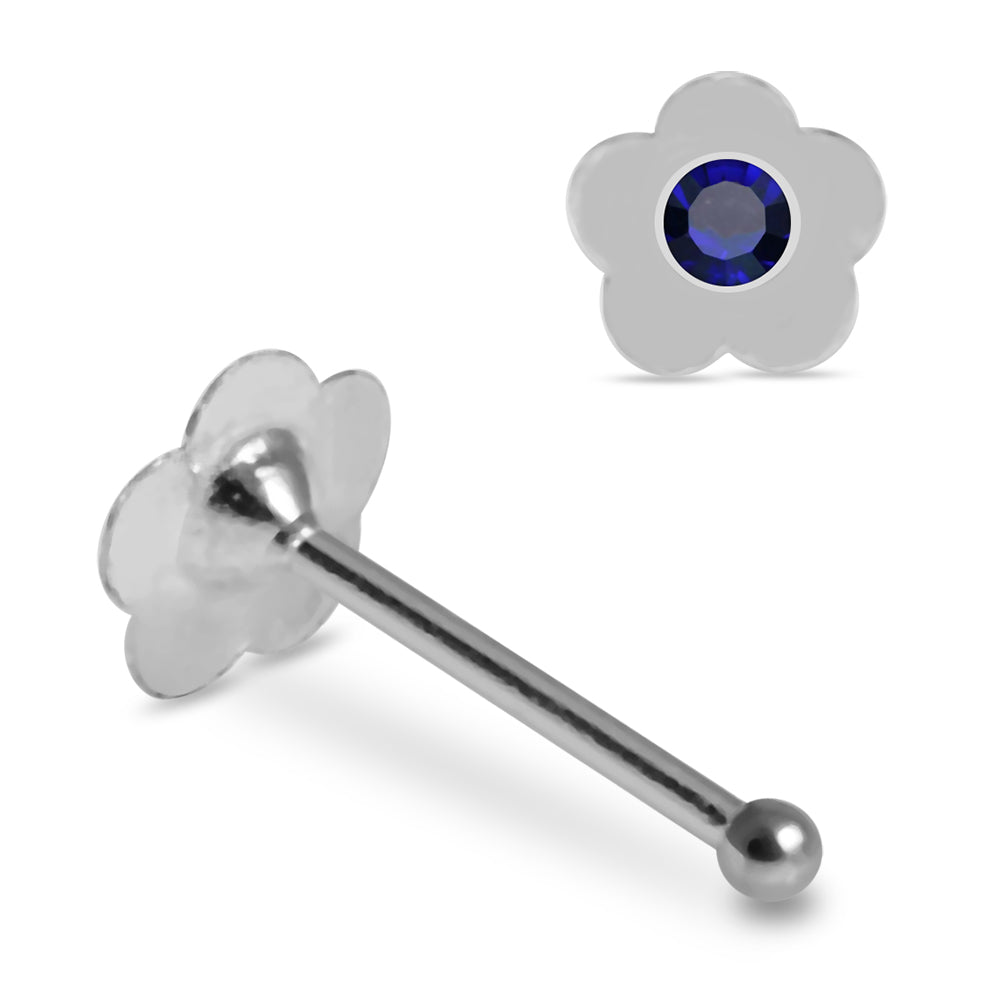 Set of 10pcs Mix 925 Sterling Silver Jewelled Flower Ball End Nose stud Box - Monster Piercing