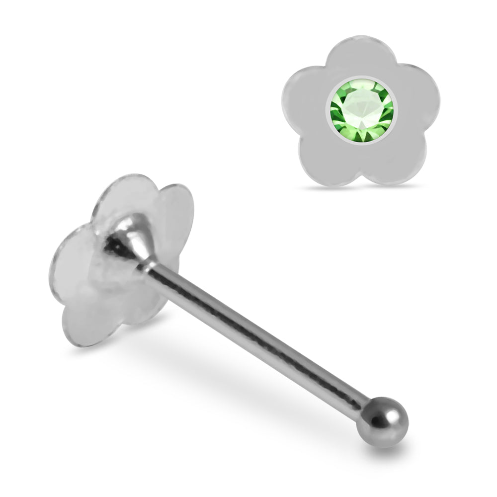 Set of 10pcs Mix 925 Sterling Silver Jewelled Flower Ball End Nose stud Box - Monster Piercing