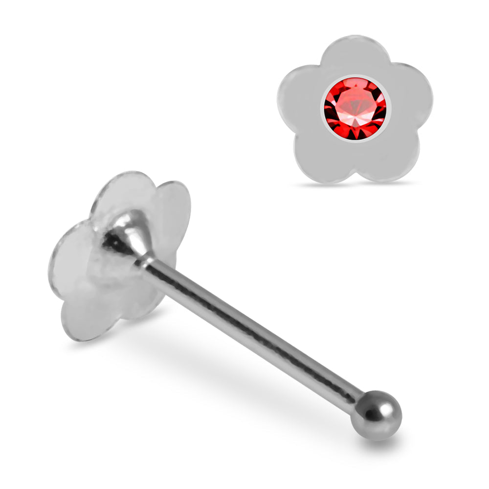 Set of 10pcs Mix 925 Sterling Silver Jewelled Flower Ball End Nose stud Box - Monster Piercing