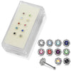 925 Sterling Silver 10pcs CZ Jewelled Flower Design Ball End Nose stud Box