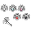 925 Sterling Silver 5pcs CZ Jewelled Spider Ball End Nose stud Box