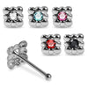925 Sterling Silver 5pcs CZ Jewelled Square Design Ball End Nose stud Box