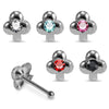 925 Sterling Silver 5pcs CZ Jewelled Clover Design Ball End Nose stud Box