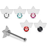 925 Sterling Silver 5pcs CZ Jewelled Tiara Crown Design Ball End Nose stud Box