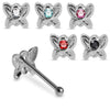 925 Sterling Silver 5pcs CZ Jewelled Butterfly Ball End Nose stud Box