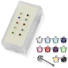 925 Sterling Silver 10pcs CZ Jewelled in Star Claw Setting Nose Bone Set