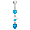 925 Sterling Silver Jewelled Heart Cutout Navel Belly Piercing