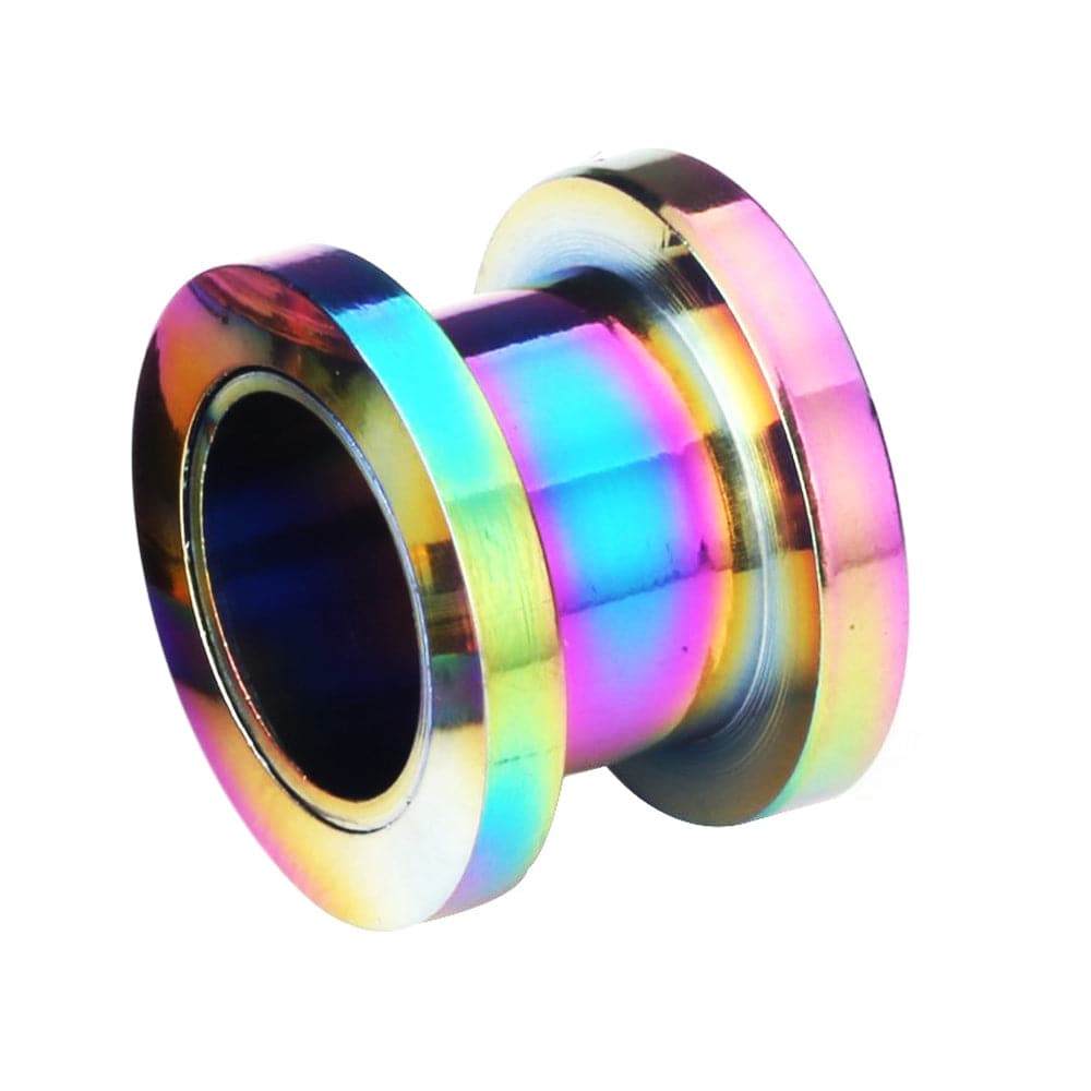 316L Surgical Steel Basic  Rainbow External Threaded Tunnel - Monster Piercing
