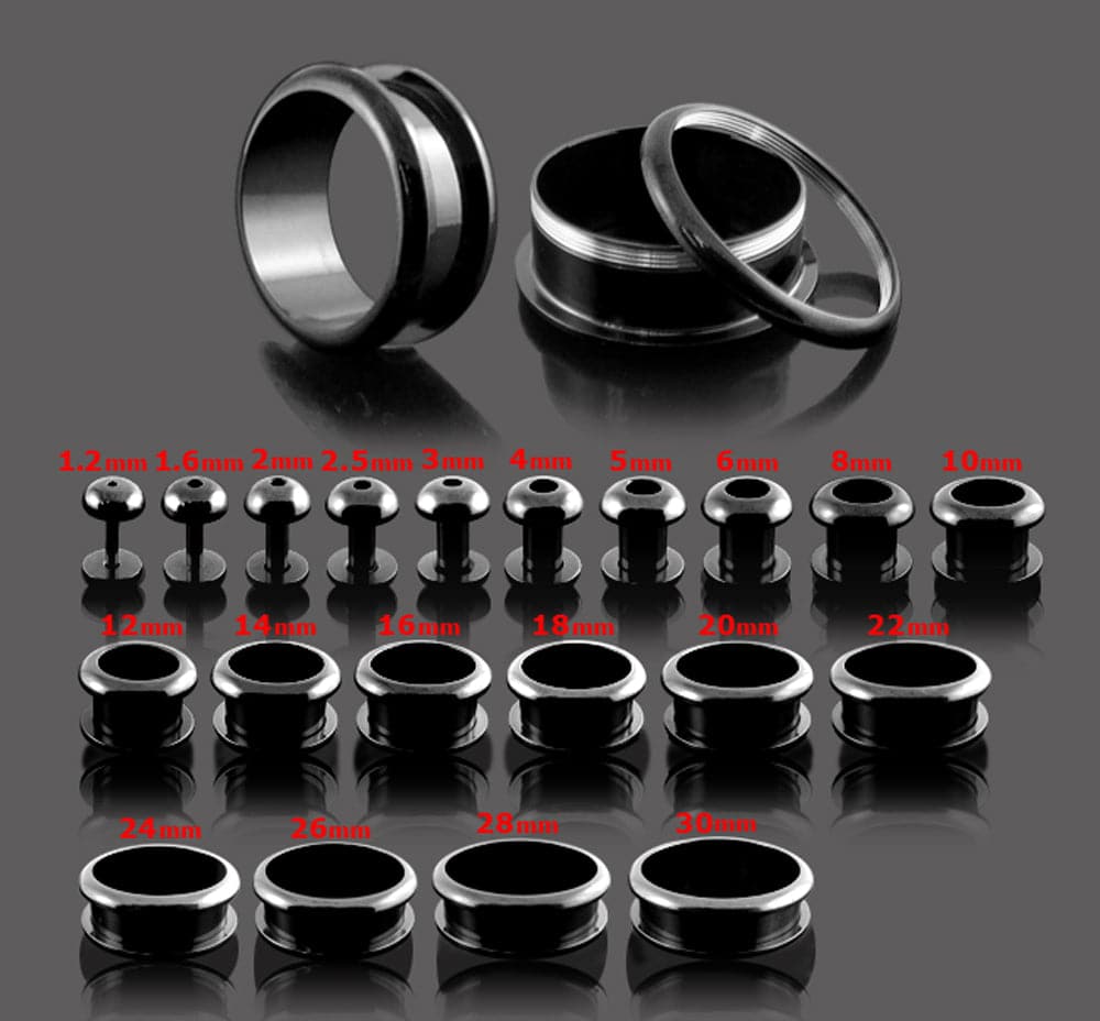 316L Surgical Steel Black External Threaded Tunnel - Monster Piercing