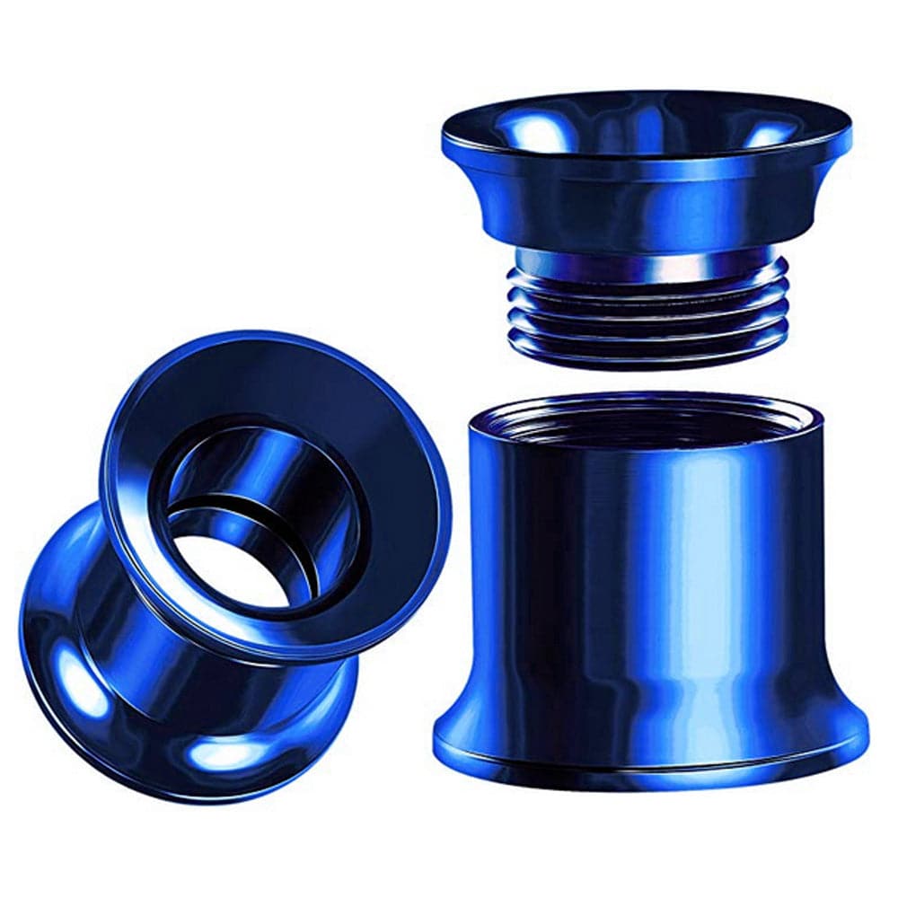 316L Surgical Steel Double Flared Dark Blue Internally Threaded Tunnel - Monster Piercing