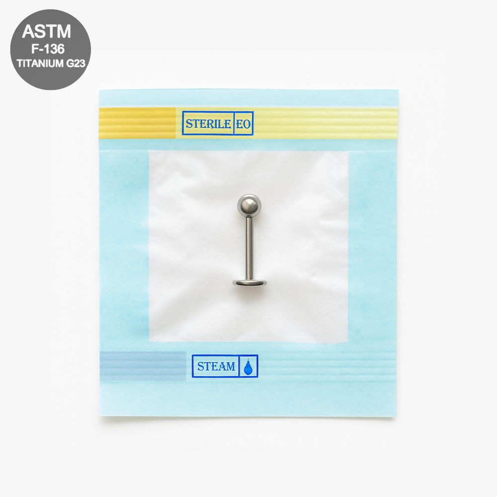EO Gas Sterilised G23 Titanium Externally Threaded Ball Top Labret - Monster Piercing
