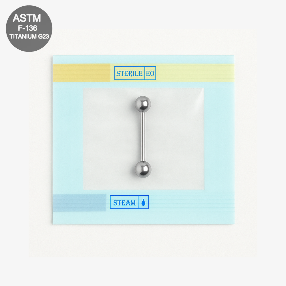 EO Gas Sterilised G23 Titanium Tongue Barbell with Ball - Monster Piercing