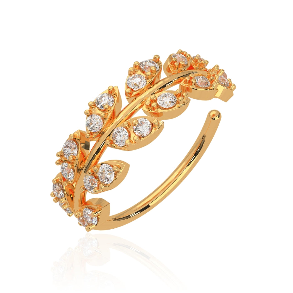 316L Surgical Steel CZ's Jewelled Leaves Bendable Cartilage Hoop - Monster Piercing
