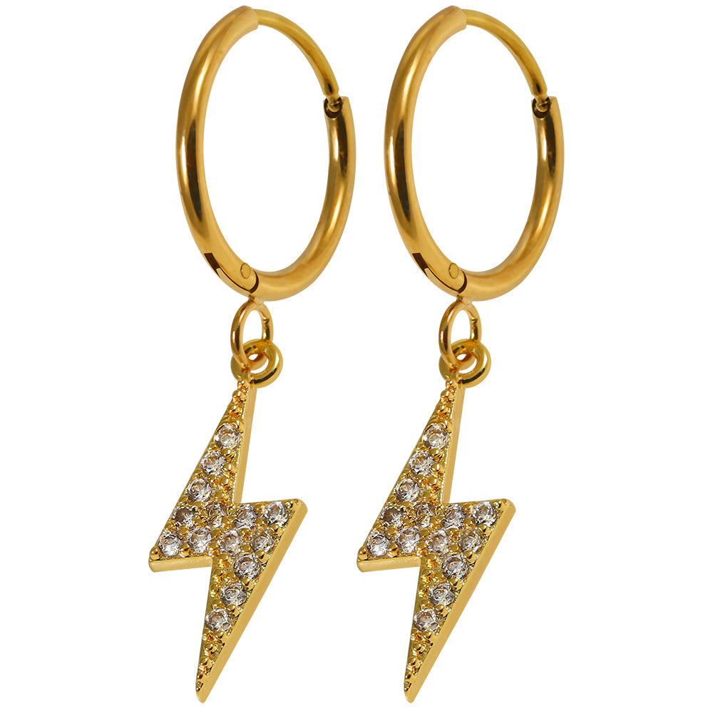 316L Surgical Steel CZ Jewelled Dangling Flash Hinged Earring Pair - Monster Piercing