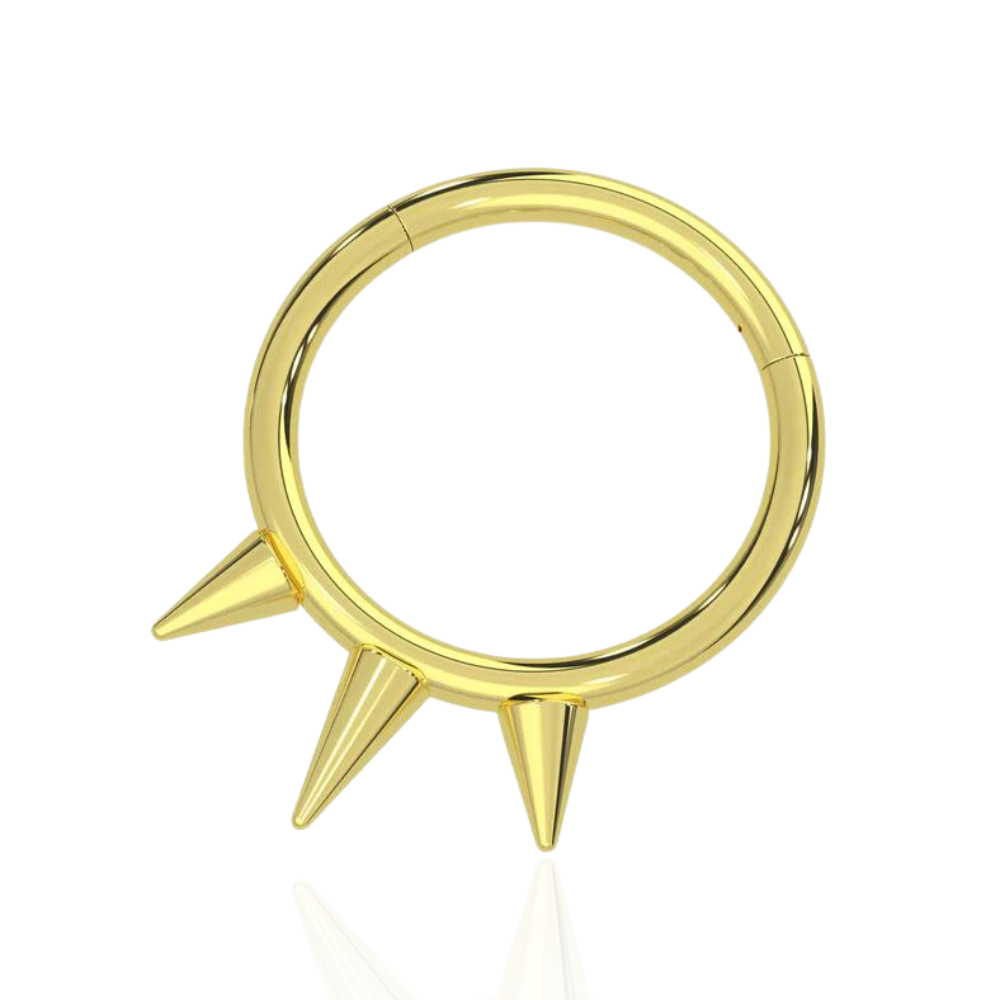316L Surgical Steel Triple Spikes Hinged Septum Clicker Ring - Monster Piercing