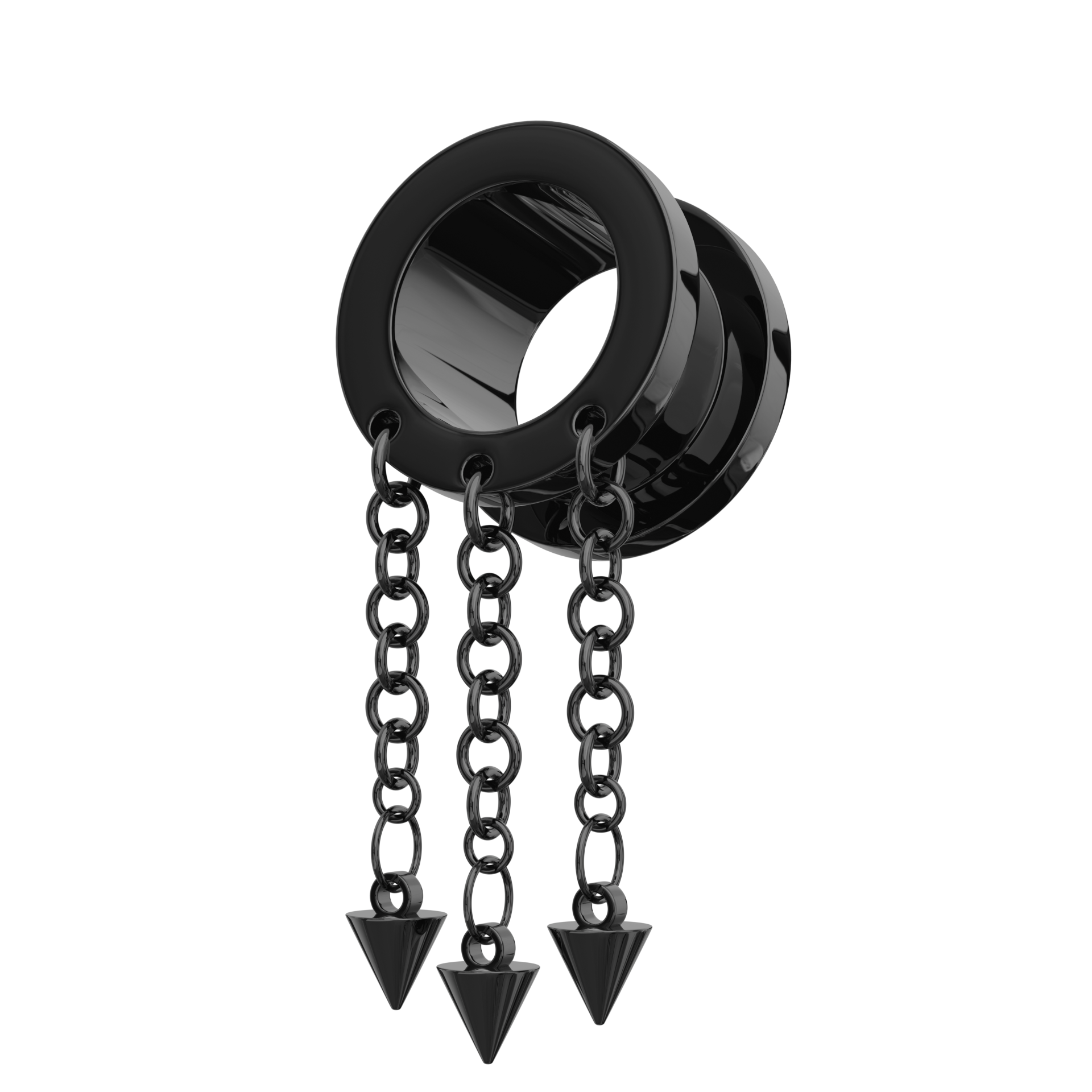 316L Surgical Steel Black Dangling Cones External Threaded Tunnel - Monster Piercing