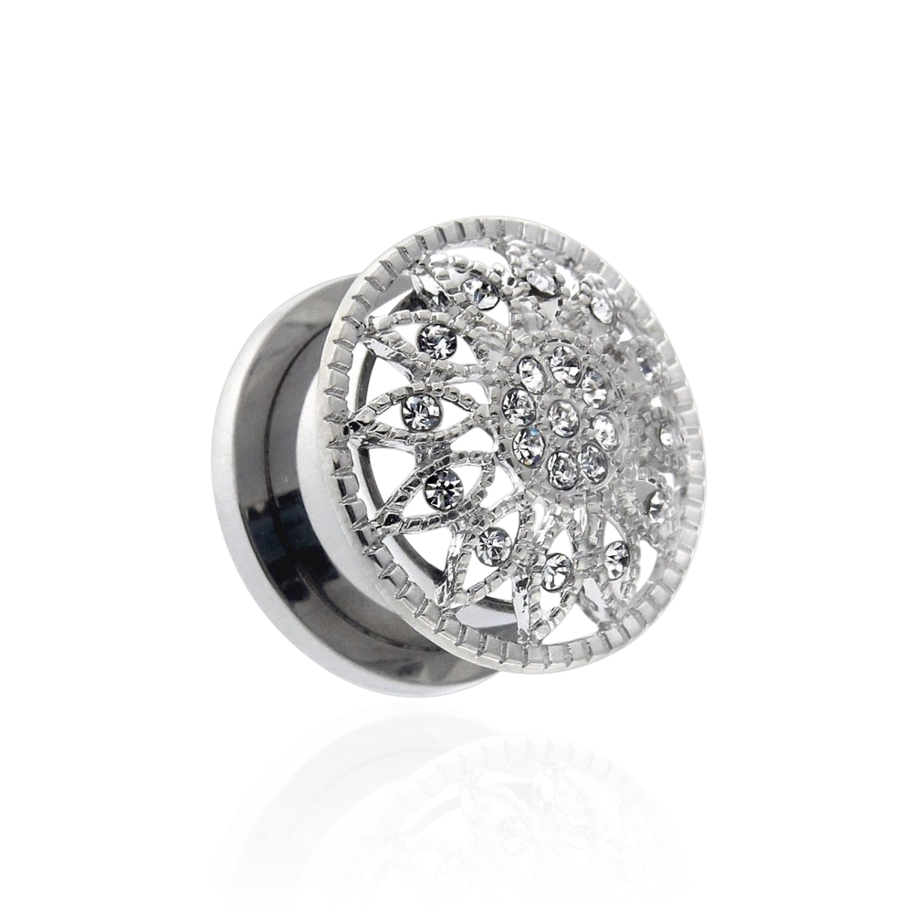 Surgical Steel Micro Jewelled Ear Flesh Tunnel - Monster Piercing