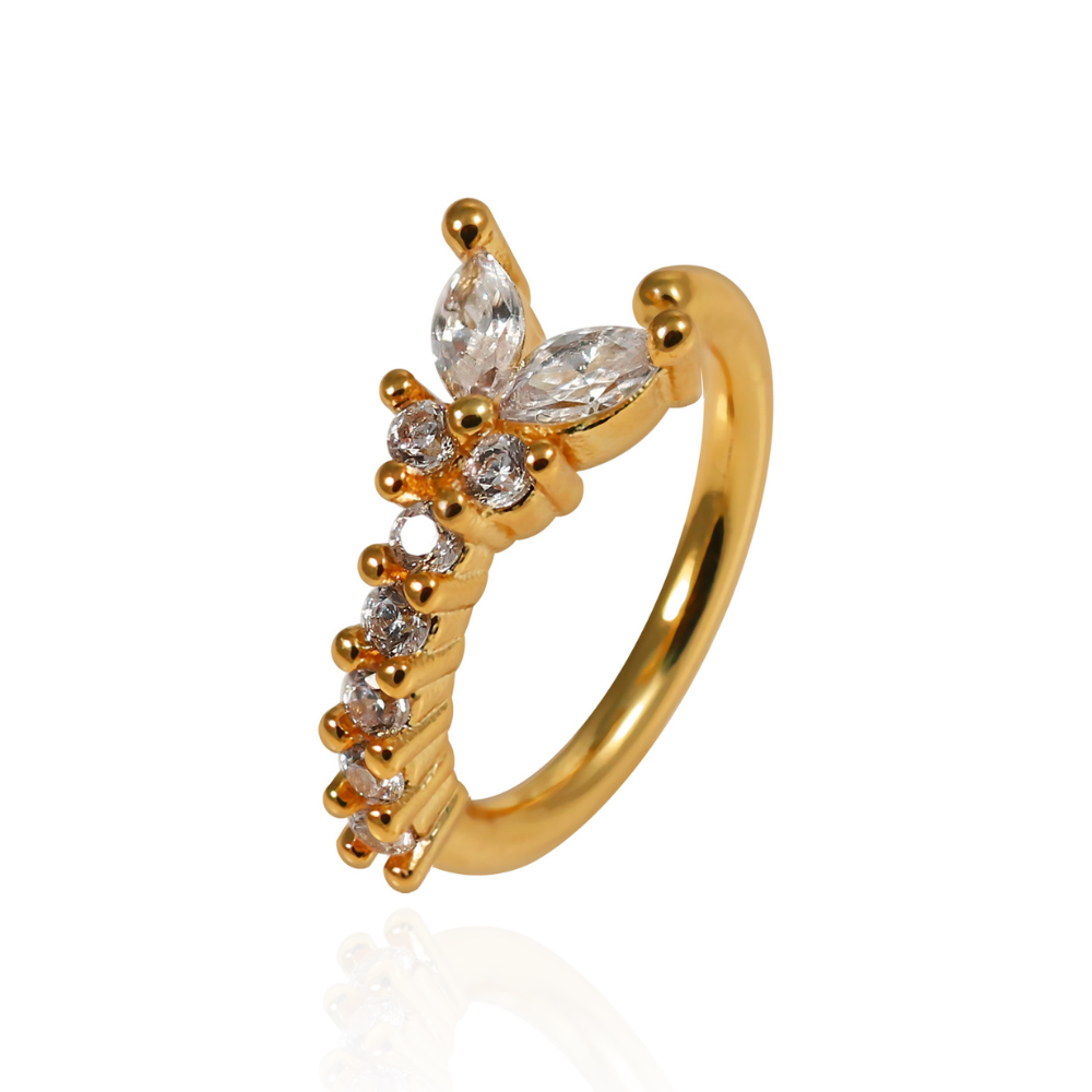 316L Surgical Steel CZ Jewelled Butterfly Open Hoop Ring - Monster Piercing