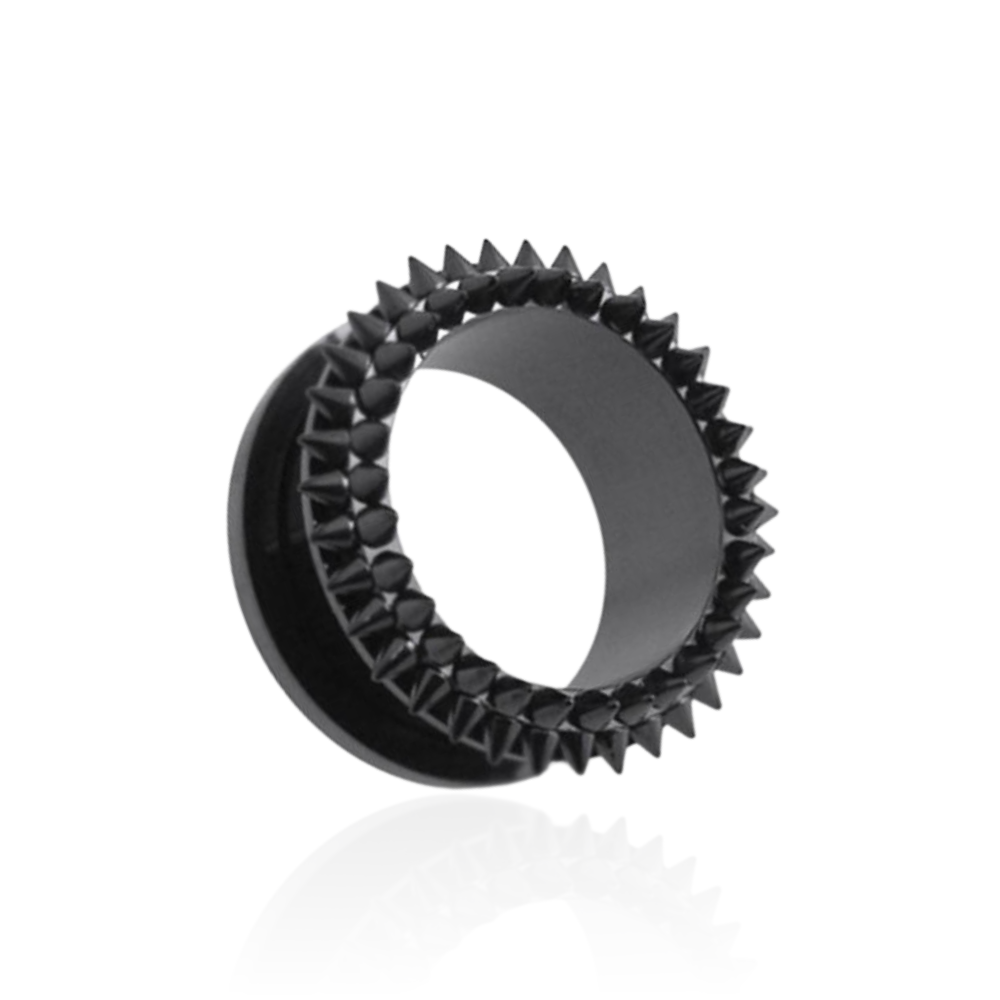 316L Surgical Steel Blackline Steel Spiked Screw Fit Flesh Tunnel - Monster Piercing