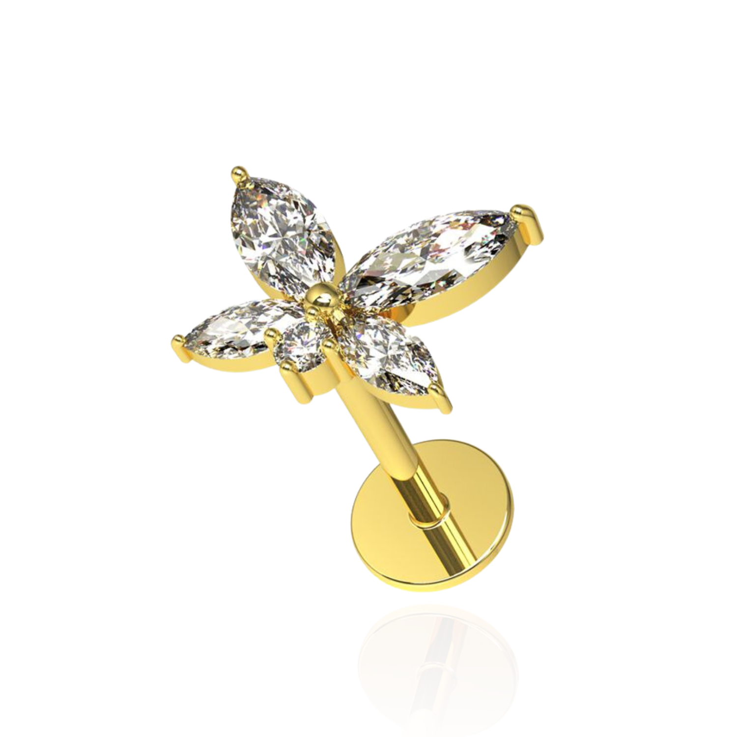 316L Surgical Steel CZ Jewelled Butterfly Cartilage Ear Stud - Monster Piercing