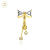 14K Gold Bowtie Dangling Belly Ring