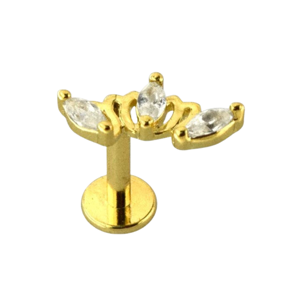 316L Surgical Steel Triple Marquise CZ Ear Stud - Monster Piercing