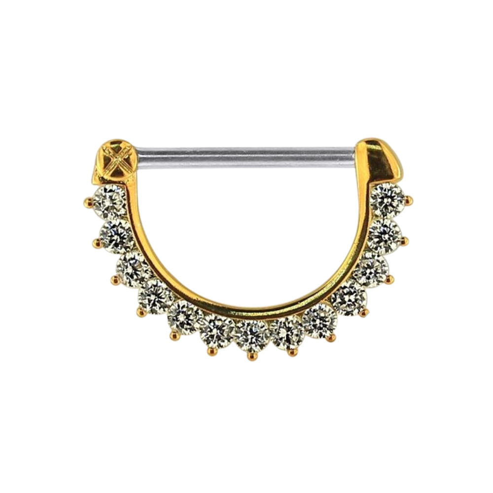 316L Surgical Steel Jewelled Round CZ Nipple Clicker Piercing Jewelry - Monster Piercing
