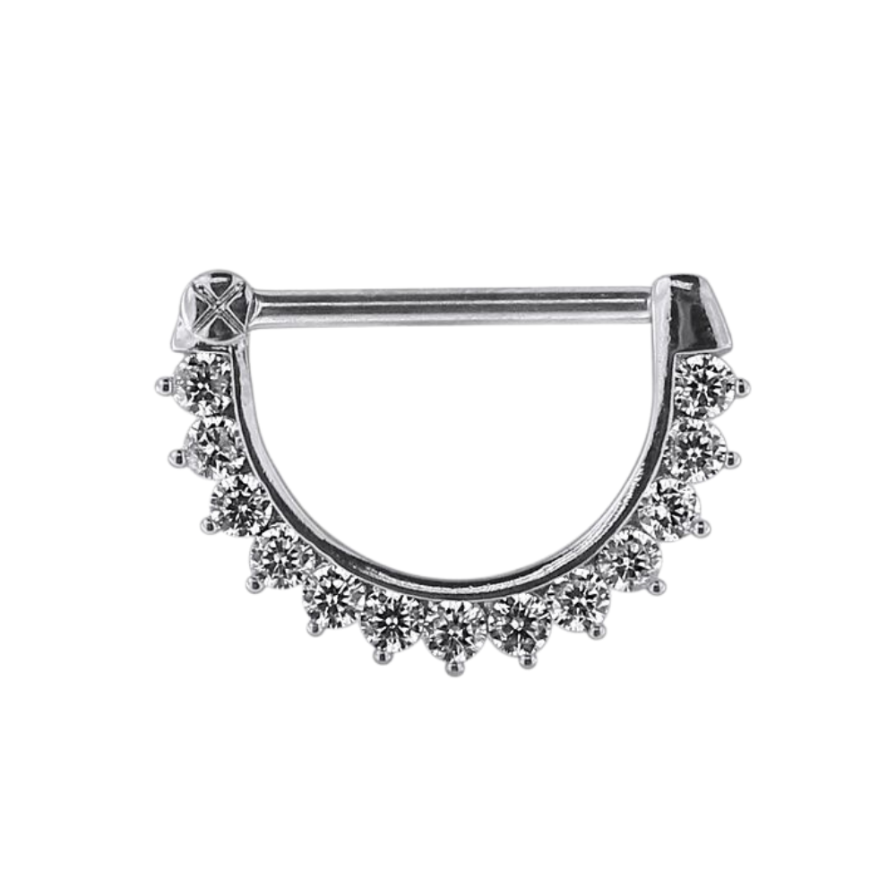 316L Surgical Steel Jewelled Round CZ Nipple Clicker Piercing Jewelry - Monster Piercing