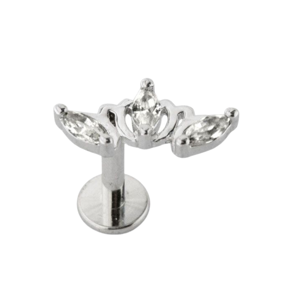 316L Surgical Steel Triple Marquise CZ Ear Stud - Monster Piercing