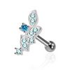 925 Sterling Silver CZ Jewelled Floral Cartilage Ear Stud