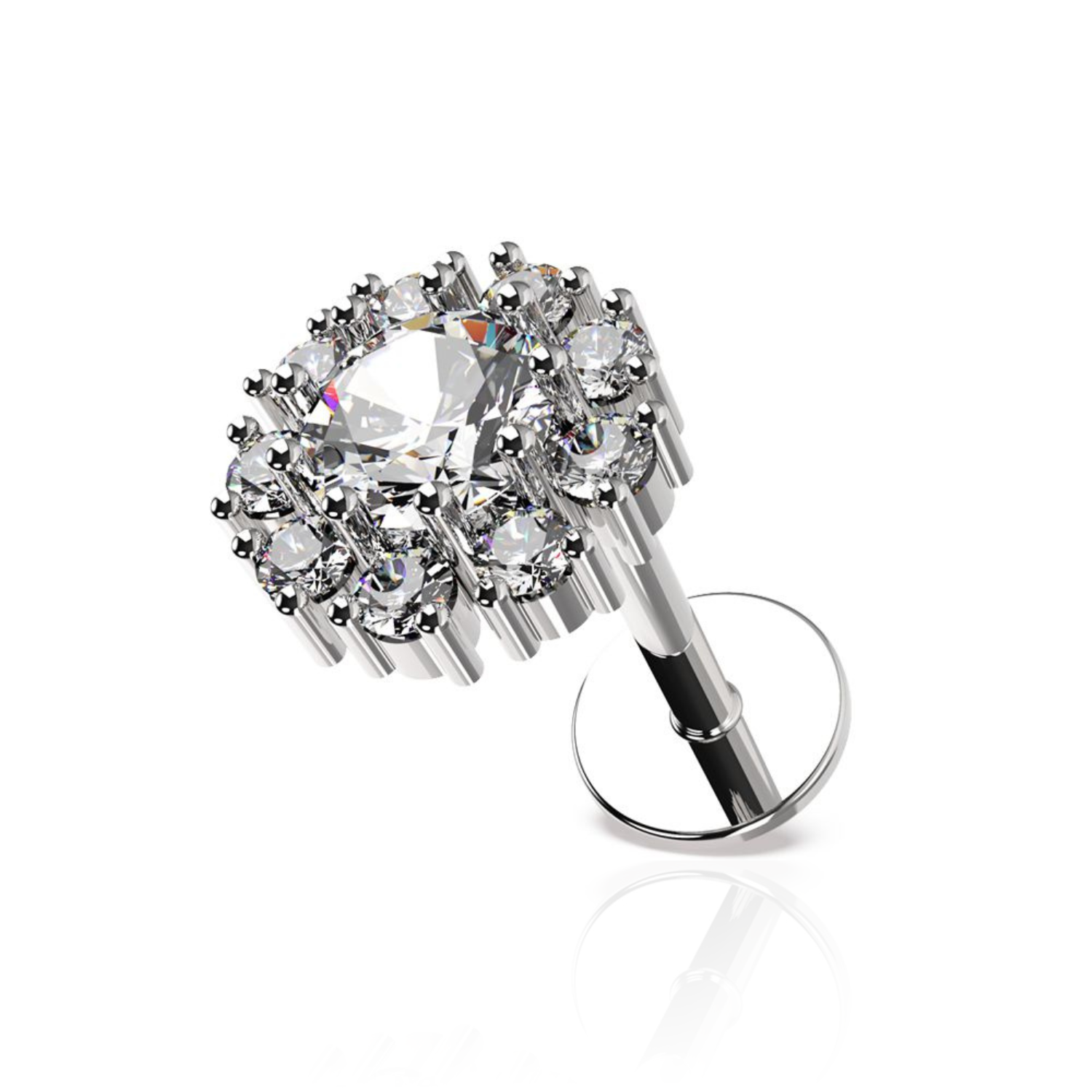 316L Surgical Steel Studded Flower Flat-Back Cartilage Ear Stud - Monster Piercing